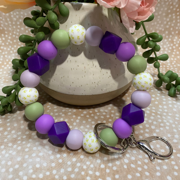 Purple Flower Garden Wristlet